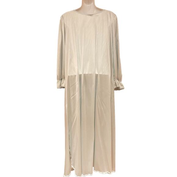 Vintage Vanity Fair Ice Blue Long Nylon Gown with Lace Front Womens Medium - Picture 2 of 6